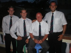Keith Morrison, Ian Morrison, Michael Turkington & Neil Russell pre end of tour dinner in St Lucia 2005.