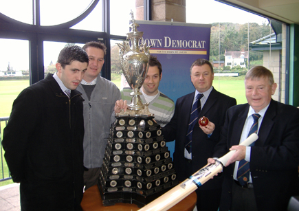 James Cunningham, Downpatrick; Richard Owens, Saintfield; Rodney Hassard, Dundrum; with Kieran Moloney CEO TCH Democrat Media and Ian Gourley, President NCU