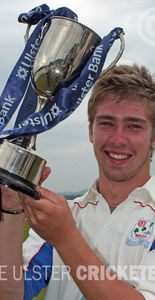 Foyle captain Dean McCarter with the Ulster Bank Schools Cup (C) Barry Chambers